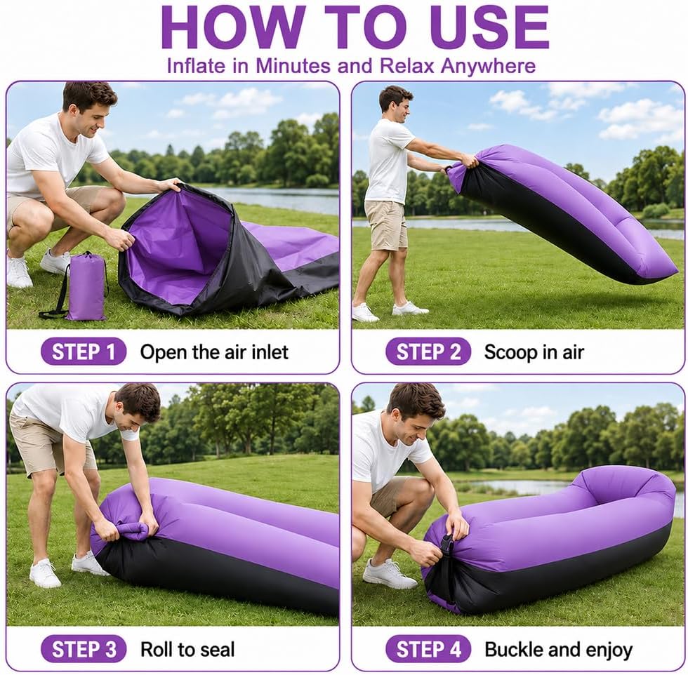 Aufblasbares Sofa, Camping Sofa Aufblasbar, Tragbares Luft Sitzsack mit Aufbewahrungstasche, Air Lou