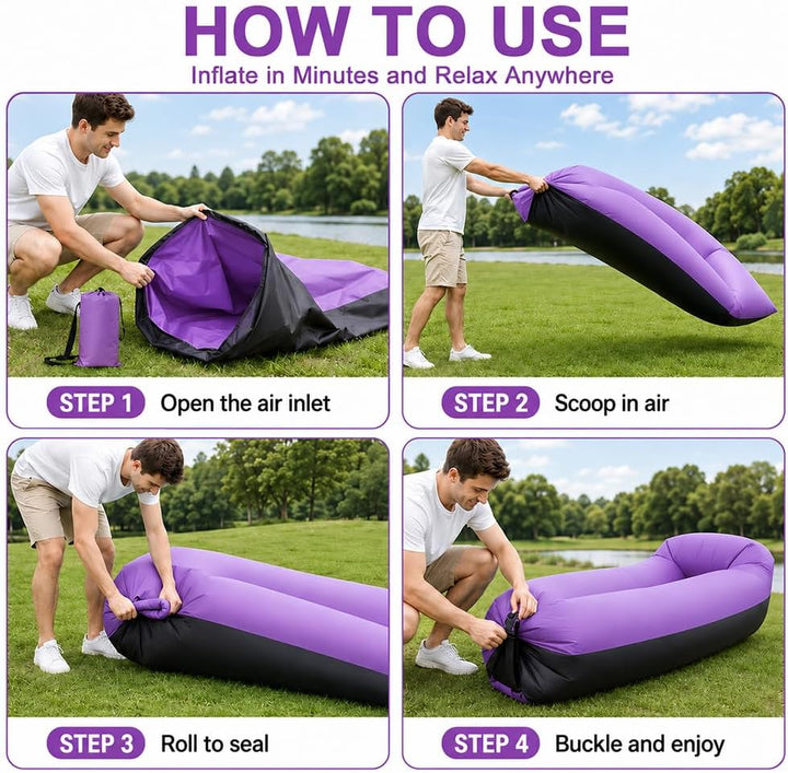Aufblasbares Sofa, Camping Sofa Aufblasbar, Tragbares Luft Sitzsack mit Aufbewahrungstasche, Air Lou