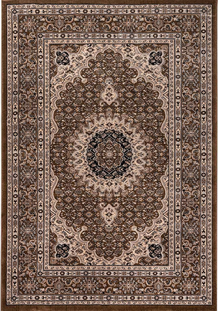 VIMODA Teppich Wohnzimmer Orient Stil Ornament Bordüre Braun Beige, Masse:80 x 150 cm 80 x 150 cm Br
