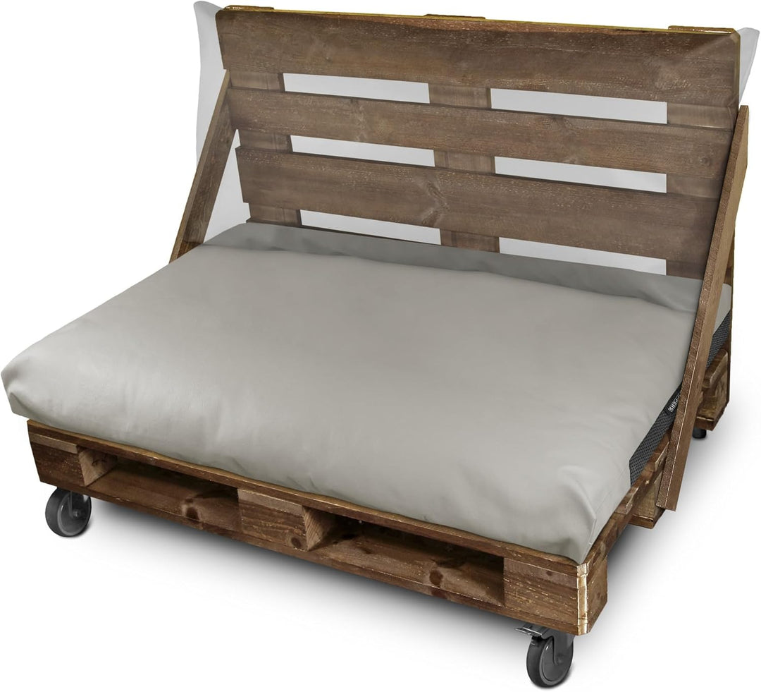 Happers wasserdichte und Abziehbare Outdoor Palettenkissen aus Kunstleder Hellgrau 120x80x20cm Sitzk