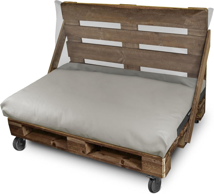 Happers wasserdichte und Abziehbare Outdoor Palettenkissen aus Kunstleder Hellgrau 120x80x20cm Sitzk