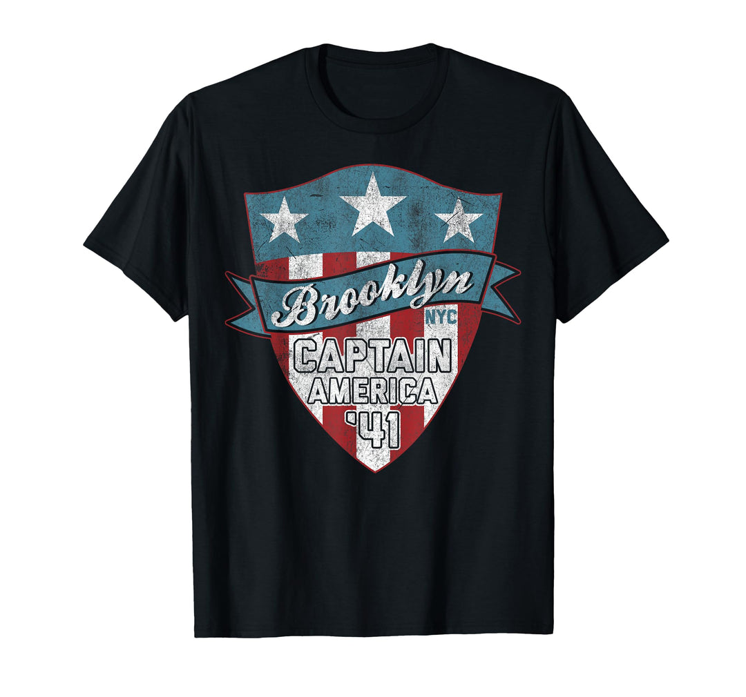 Womens Marvel Captain America Rustic Faded Brooklyn Shield T-Shirt XL Brown