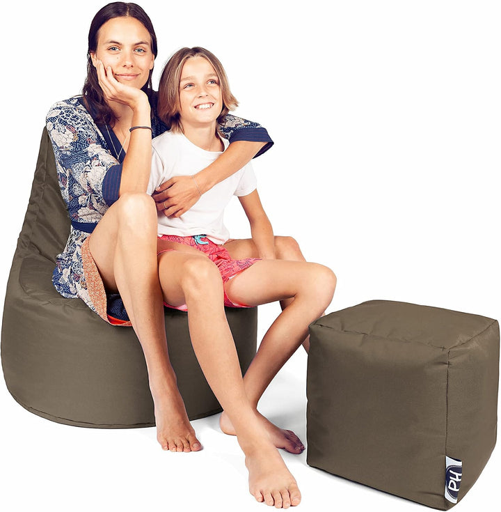 PATCH HOME Gamer Kissen Lounge Kissen Sitzsack Sessel Sitzkissen Bean Bag + Würfel/Hocker mit Reissv