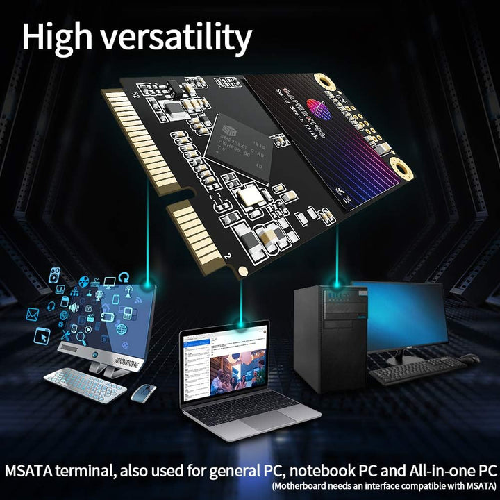 GamerKing SSD Msata 512GB internes Solid State Drive für Desktop-Laptops SATA III 6 Gb/s 1TB 256gb 1