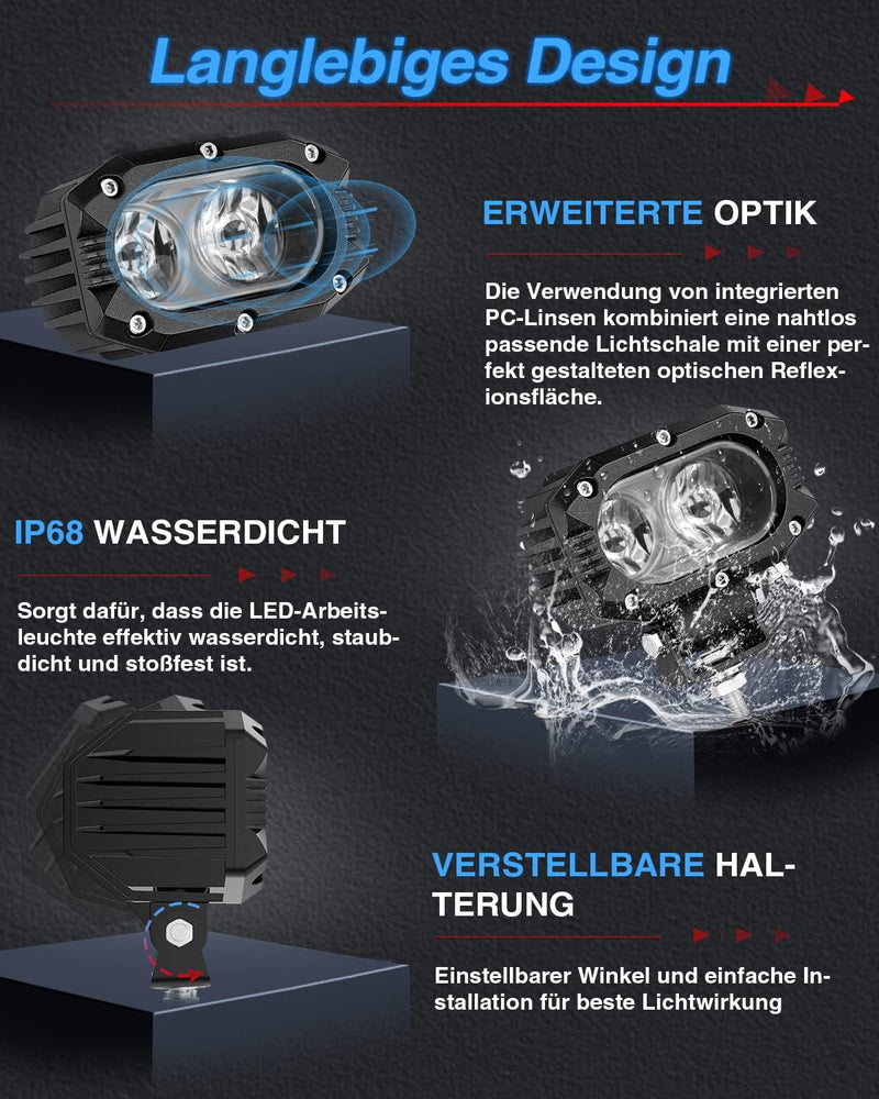 CO LIGHT LED Arbeitsscheinwerfer 12v Led Scheinwerfer 24v Zusatzscheinwerfer auto 4 zoll 2 stück×50W