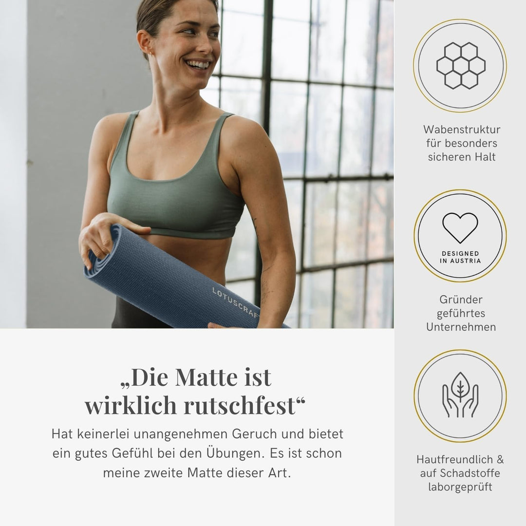 Lotuscrafts Yogamatte Mudra Studio [5mm Dicke] - Hautfreundlich & Schadstoffgeprüft - für Anfänger u