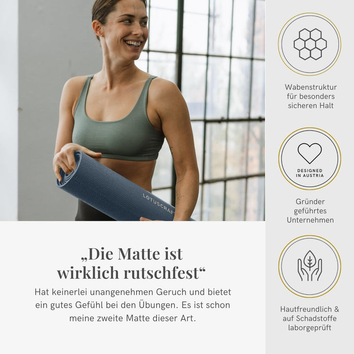 Lotuscrafts Yogamatte Mudra Studio [5mm Dicke] - Hautfreundlich & Schadstoffgeprüft - für Anfänger u