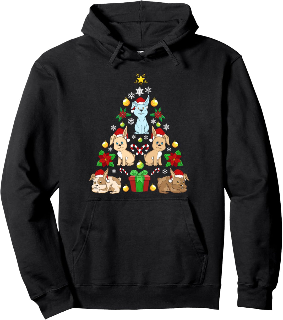 Kaninchen Weihnachtsbaum Weihnachten Wald Tier Geschenk Pullover Hoodie
