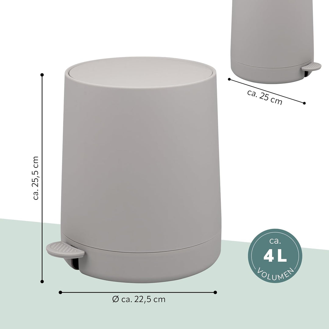 eluno Kosmetikeimer TESERO mit Soft-Touch Oberfläche, Treteimer 4 Liter Fassungsvermögen, mit Soft-C