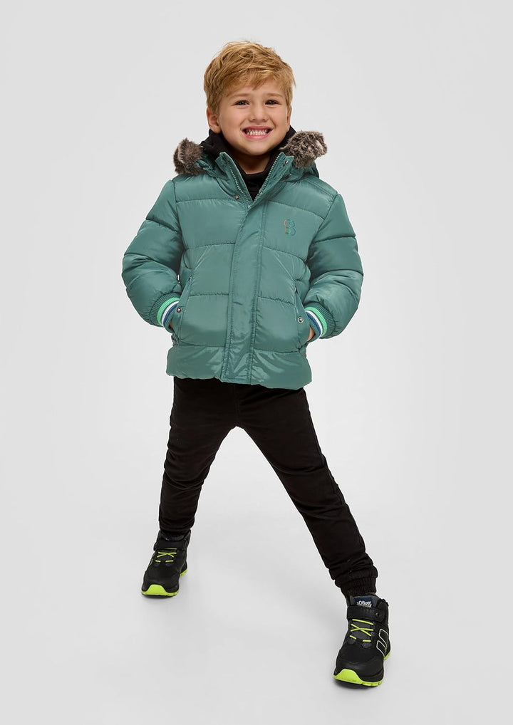 s.Oliver Steppjacke mit abnehmbarem Kunstfell 80 BLUE GREEN, 80 BLUE GREEN
