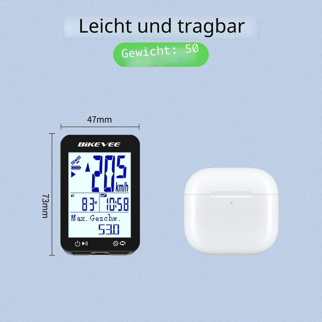 GPS Fahrradcomputer Kabellos IPX7 Wasserdicht 2.4'' FSTN Display 28H Akku Schwarz-A【Standardhalterun
