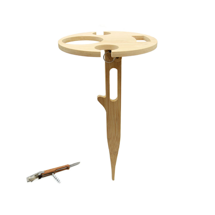 UNUS Garden Weintisch klappbar Outdoor, Weinhalter aus Bambus Holz, Natur, Natur