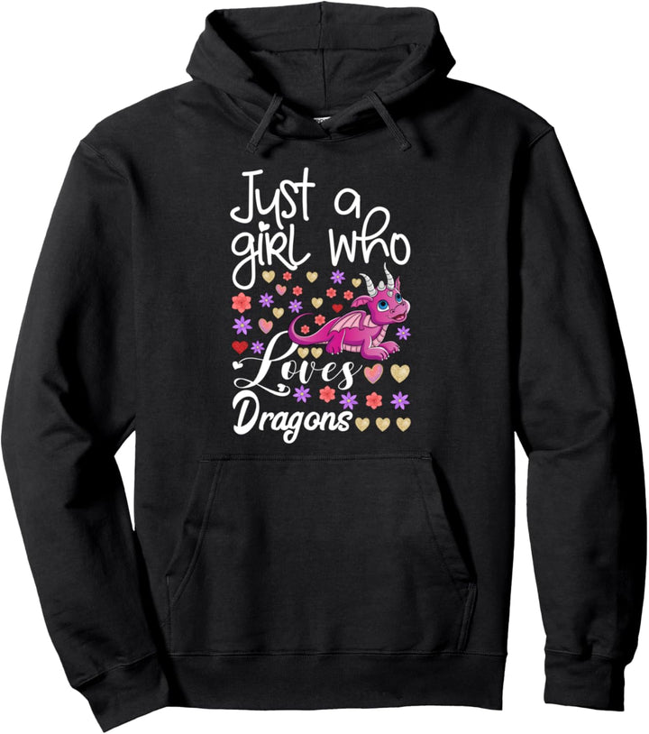 Funny Lying Lizard Gifts Girls Just A Girl Who Loves Dragons Pullover Hoodie