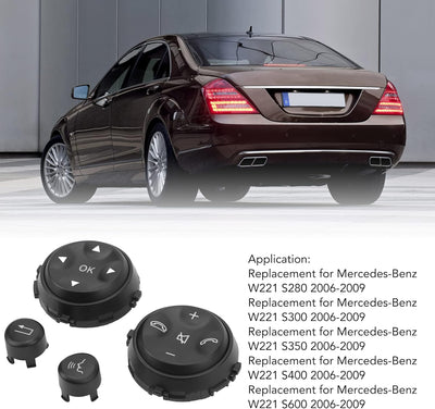 Auto-Lenkrad-Schalter-Tasten, 4 Stück Lenkrad-Steuer-Schalter-Taste, Ersatz für W221 S280 2006-2009