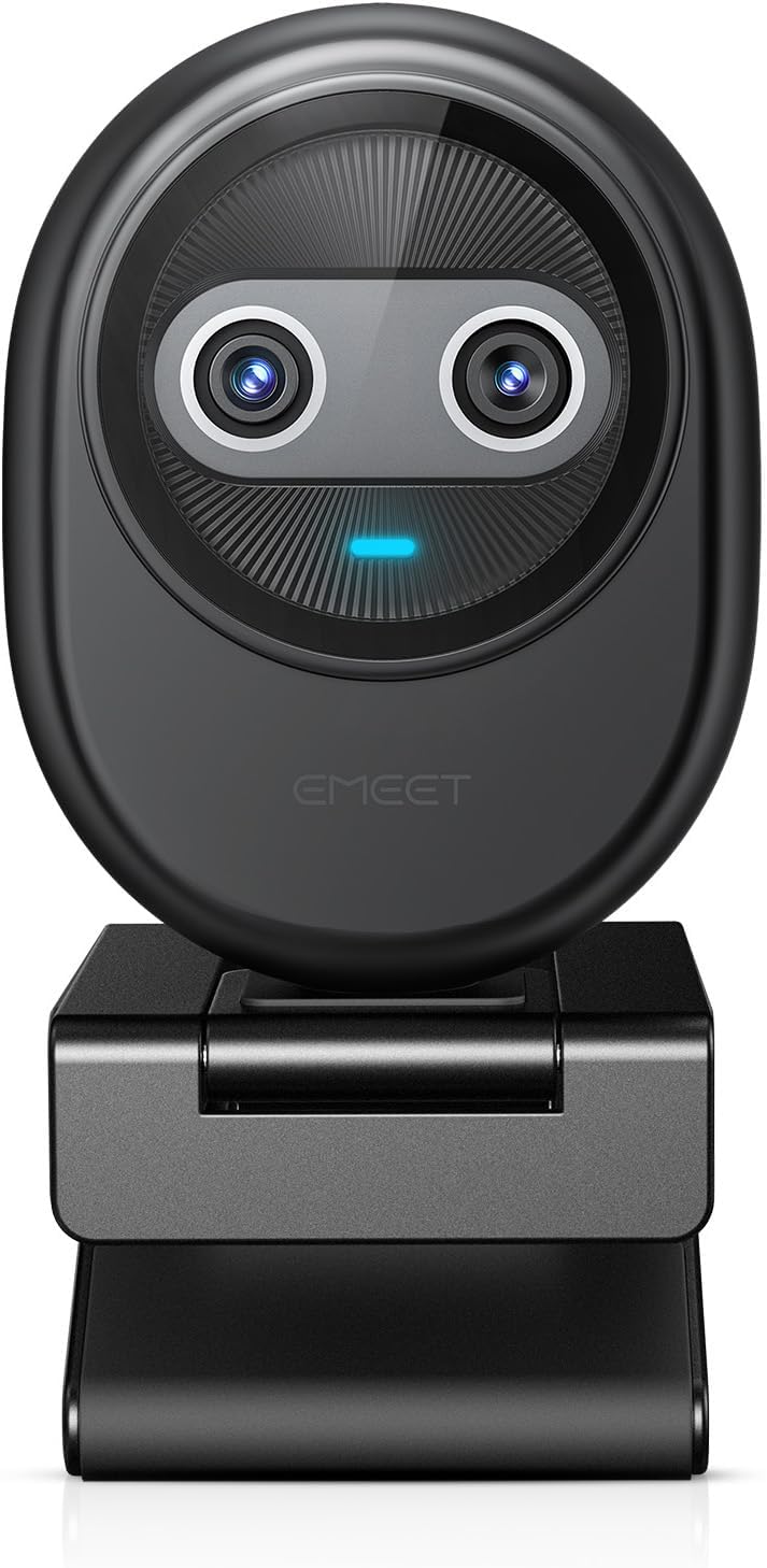 EMEET 4K Webcam Piko, Weltweit Erste KI-gestützte 4K-Webcam mit Dual-Kamera und KI-Autofokus, 3 Mikr