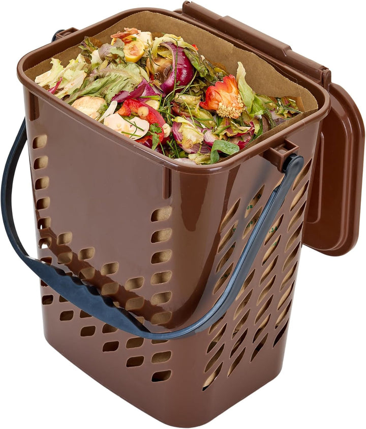 Komposteimer für die Küche, 10 l + 20 kompostierbare Kraftbeutel, für organische Abfälle – Bio-Luft-