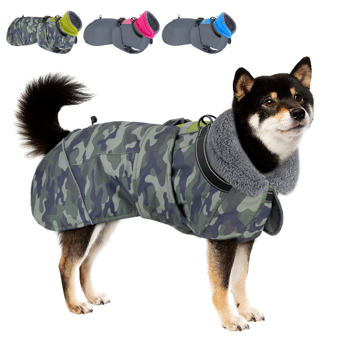 Hundemantel Winter für Kleine Hunde, Wasserdicht Hundejacke mit warmem Fleecefutter und Halsband, Wi