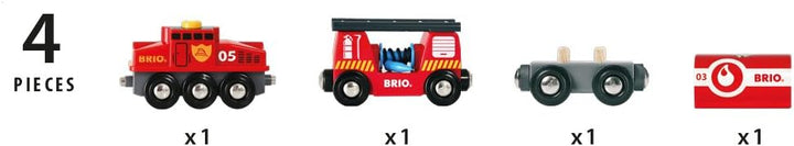 BRIO Bahn 33766 - Grosses Premium Set in Kunststoffboxen & World 33844 Feuerwehr-Löschzug – Feuerweh