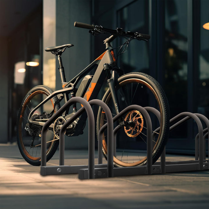 Relaxdays, 4 Fahrräder, Stahl Bodenparker, Reifenbreite 60mm, Abstellständer, Fahrradstand, anthrazi