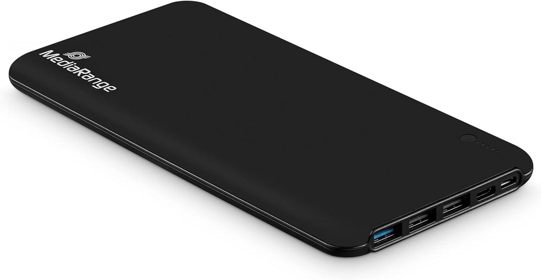 MediaRange Mobiles Ladegerät I Powerbank 25.000mAh, 3x USB-A und 1x USB-C®, unterstützt USB-C® Power
