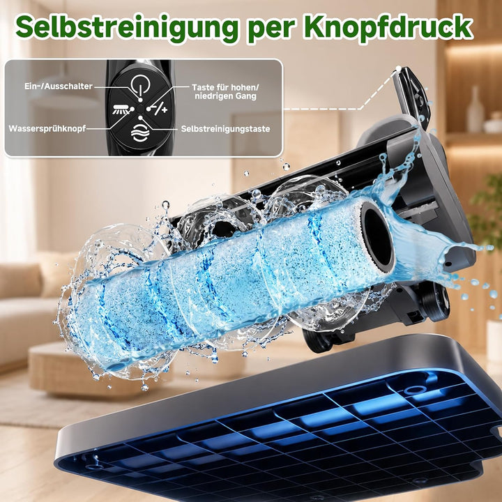 Hearten Nass Trockensauger, 180° Lay-Flat, Selbstreinigung, Anti-Tangle Schwarz, Schwarz