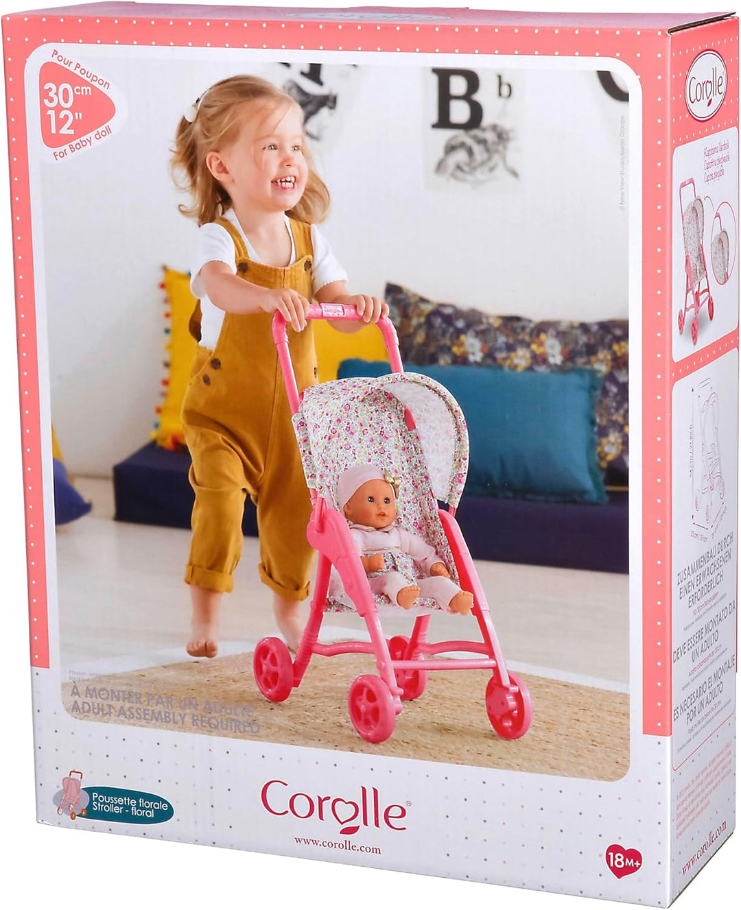 Corolle 9000110810 - Ma Premiere Poupee Puppenbuggy Floral, Puppenbuggy für alle 30cm Puppen, ab 18