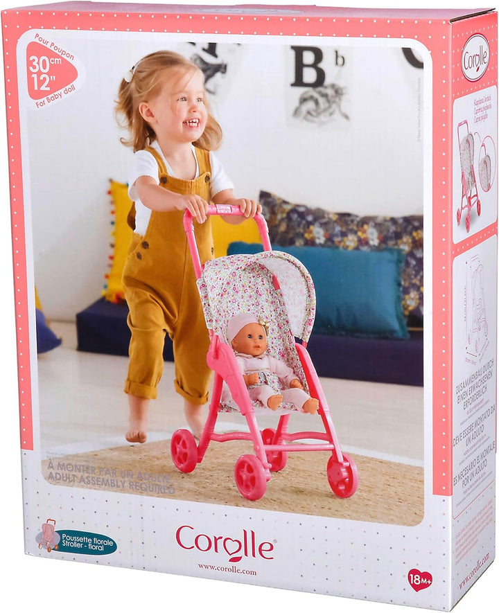 Corolle 9000110810 - Ma Premiere Poupee Puppenbuggy Floral, Puppenbuggy für alle 30cm Puppen, ab 18