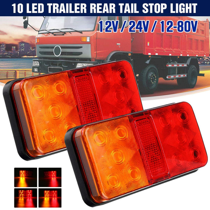 SUPAREE LKW-Rücklicht 12V 10LEDs Blinker-Bremsleuchte für Trailer Truck Camper UTV UTE Vans (2er Pac
