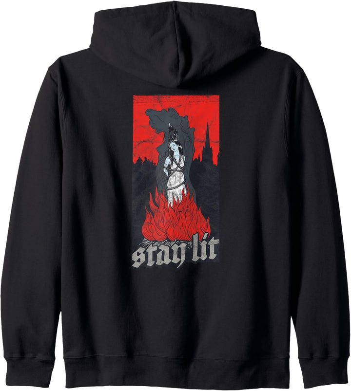 Occult Stay Lit Satan Devil Hell Unholy Antichrist Vintage Kapuzenjacke