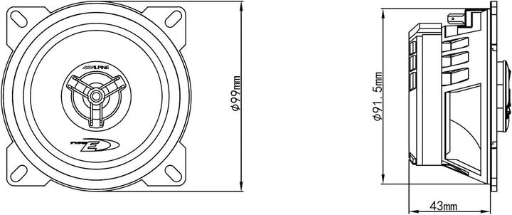 Alpine Electronics 10cm (4-Zoll) 2-Wege Koaxiallautsprecher