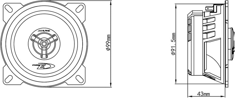 Alpine Electronics 10cm (4-Zoll) 2-Wege Koaxiallautsprecher