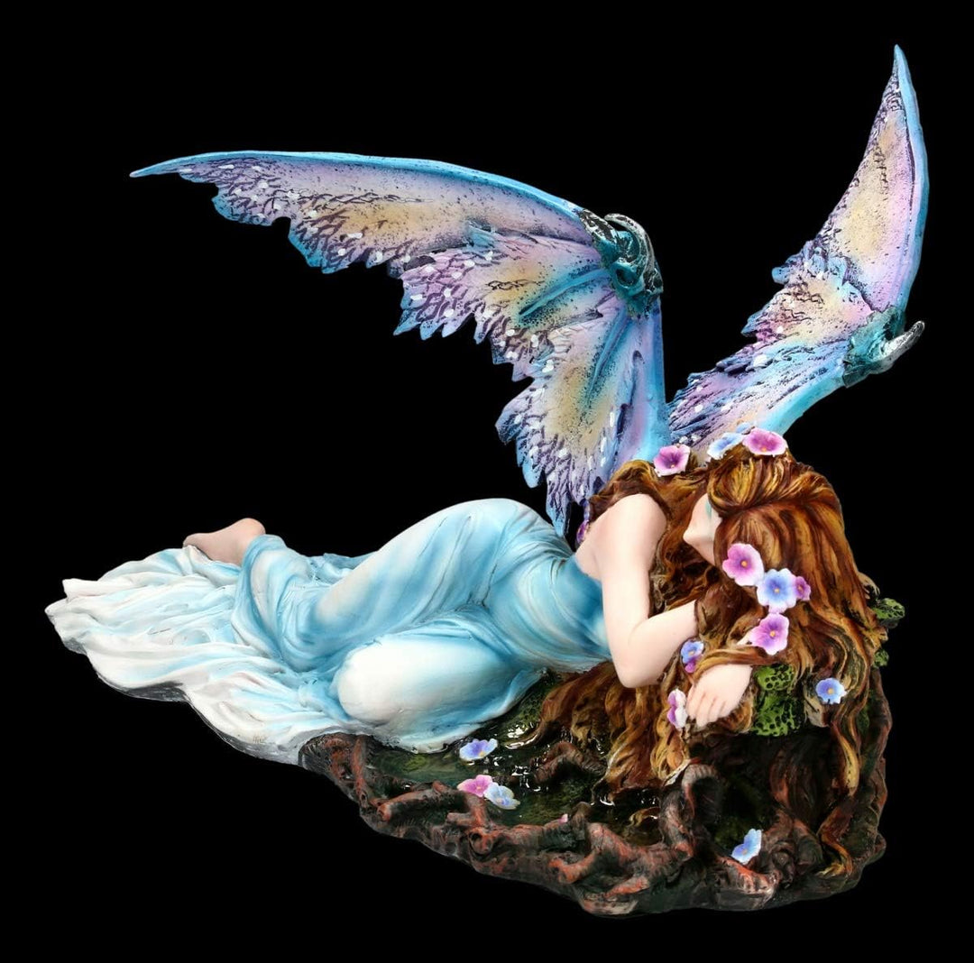 Elfen Fantasy Figur - Shila schläft auf Baumstumpf | Fee, Fairy, Engel, Deko-Figur, Deko-Artikel, St