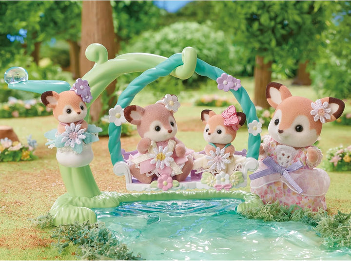 Sylvanian Families 5801 Reh Babys mit Blumenschaukel Spielset, Set mit Tierfiguren, Spielzeug für Ki