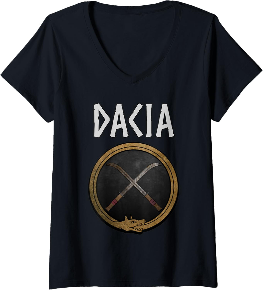 Damen Altes Dacia Falx Symbol der Daker T-Shirt mit V-Ausschnitt