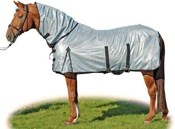 HKM 4057052161230 Fliegendecke -Lyon- Mit Halsteil7100 Silber115 115 cm Silber, 115 cm Silber