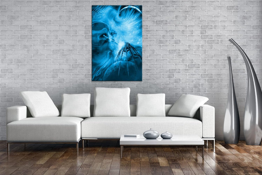 deyoli Abstraktes Raumschiff Zeichnung Format 80x60 Effekt: Monocrome Blau als Leinwandbild, Motiv f