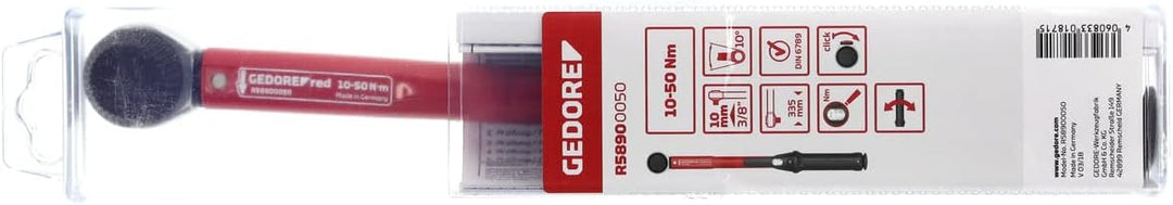 GEDORE red Drehmomentschlüssel für Links- und Rechtsgewinde, 3/8 Zoll, 10-50 Nm, Stahlrohr, Rot/Schw