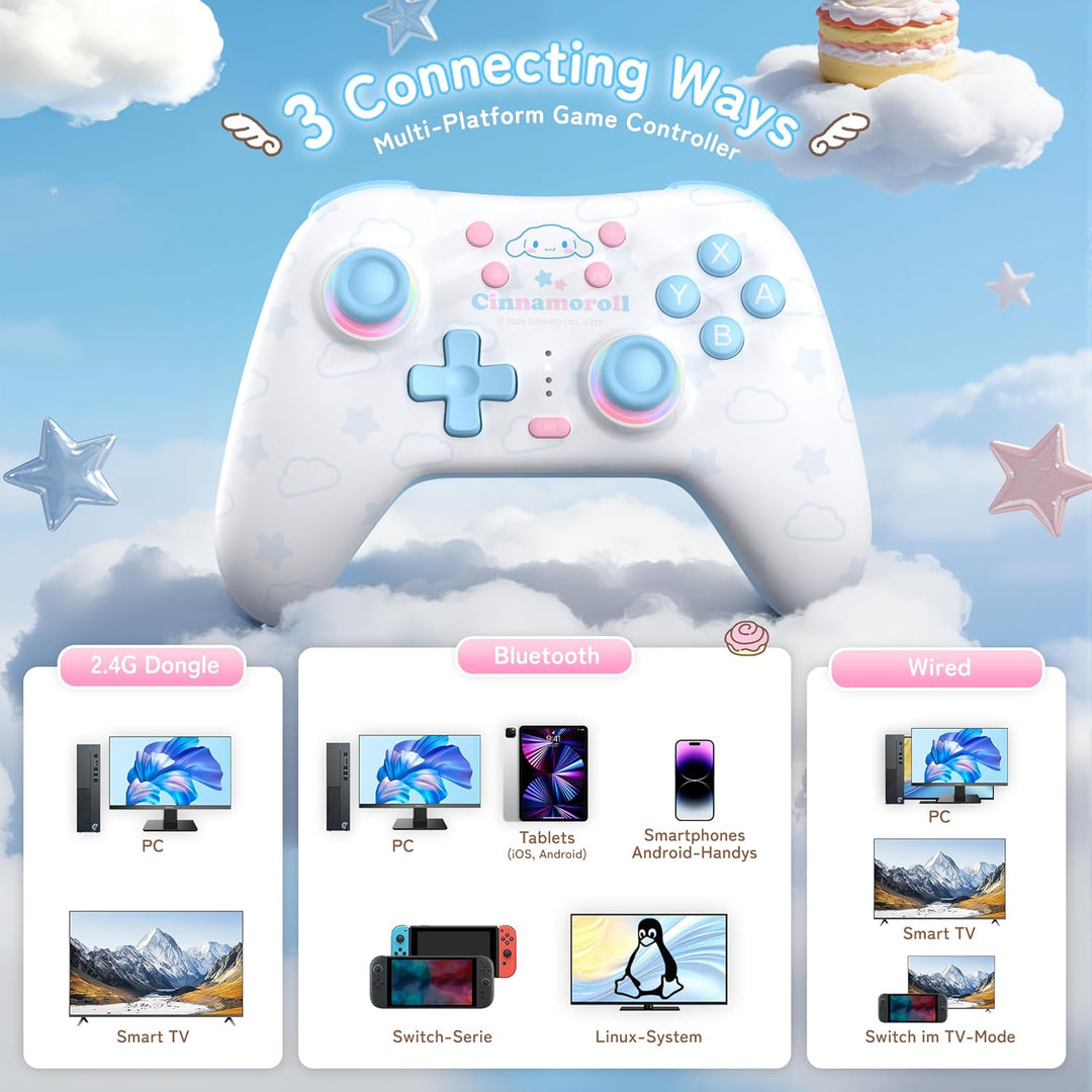 Kuitmor Wireless PC Controller mit RGB, Hall Effekt Joysticks, 1000 Hz Abfragerate, Turbo, Remappabl