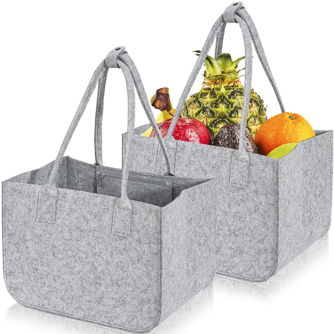 2 Stück 30L Filztasche Gross Einkaufstasche Faltbar,Tote Bag Filztaschen Shopper,Filzkorb mit Lange