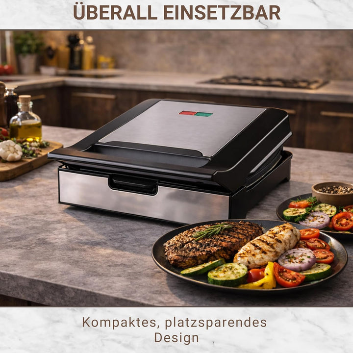 Syntrox Germany MM-1400W-Gusto-Grill Kontaktgrill mit wechselbaren, spülmaschinengeeigneten Platten