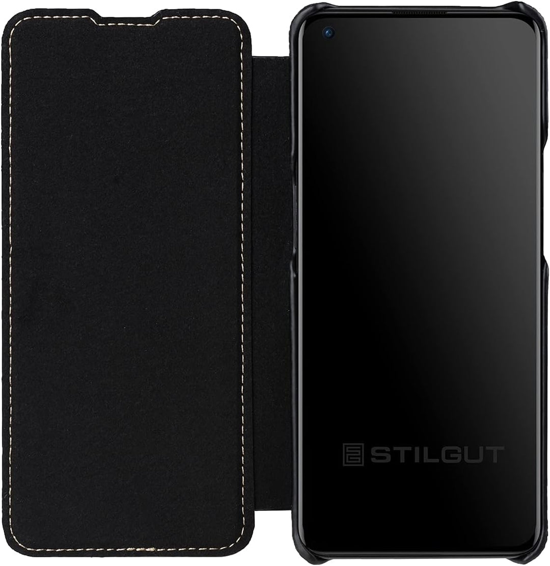 STILGUT Book Case kompatibel mit OnePlus 9 Hülle aus Leder zum Klappen, Klapphülle, Handyhülle, Lede