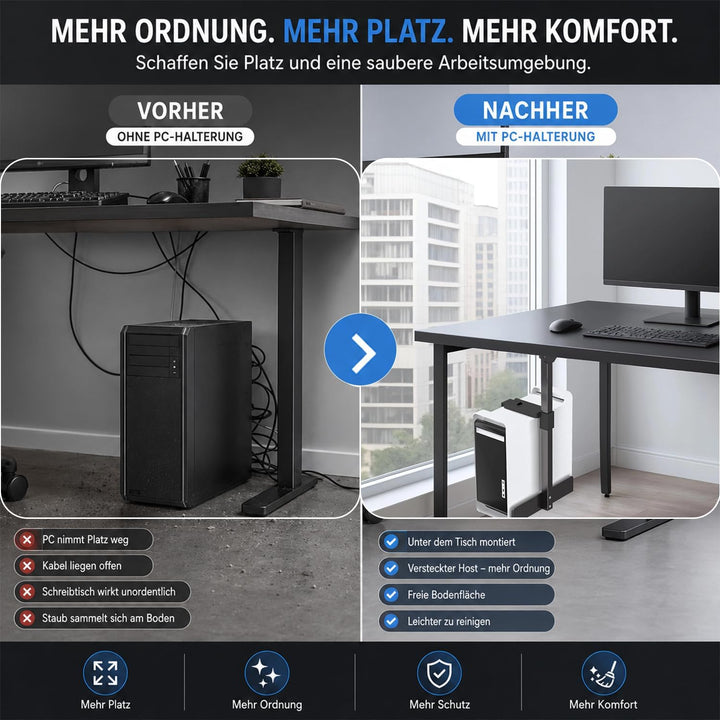 PC Halterung Unter Schreibtisch, Carbonstahl Computer Aufhängung Halter, PC Halterung für Untertisch