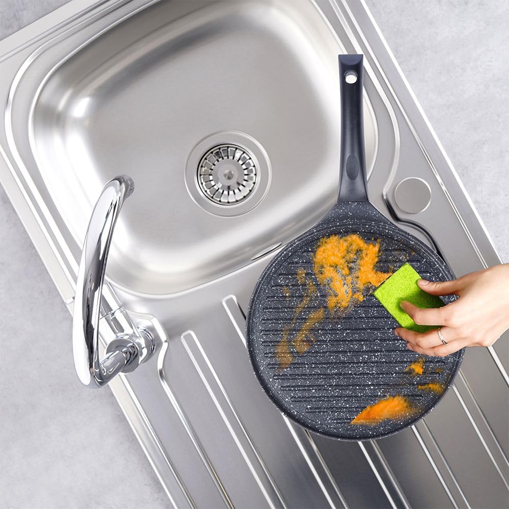 orion group Grillpfanne Grill Pfanne Aluminiumguss Antihaftbeschichtete für Gas Induktion Ø 27 cm GR