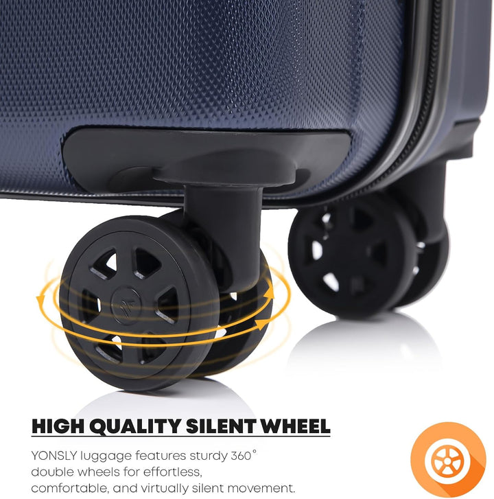 Koffer Suitcase XL Dunkelblau, Trolley Reisekoffer, Rollkoffer Handgepäck mit 4 Rollen 360°, Hartsch