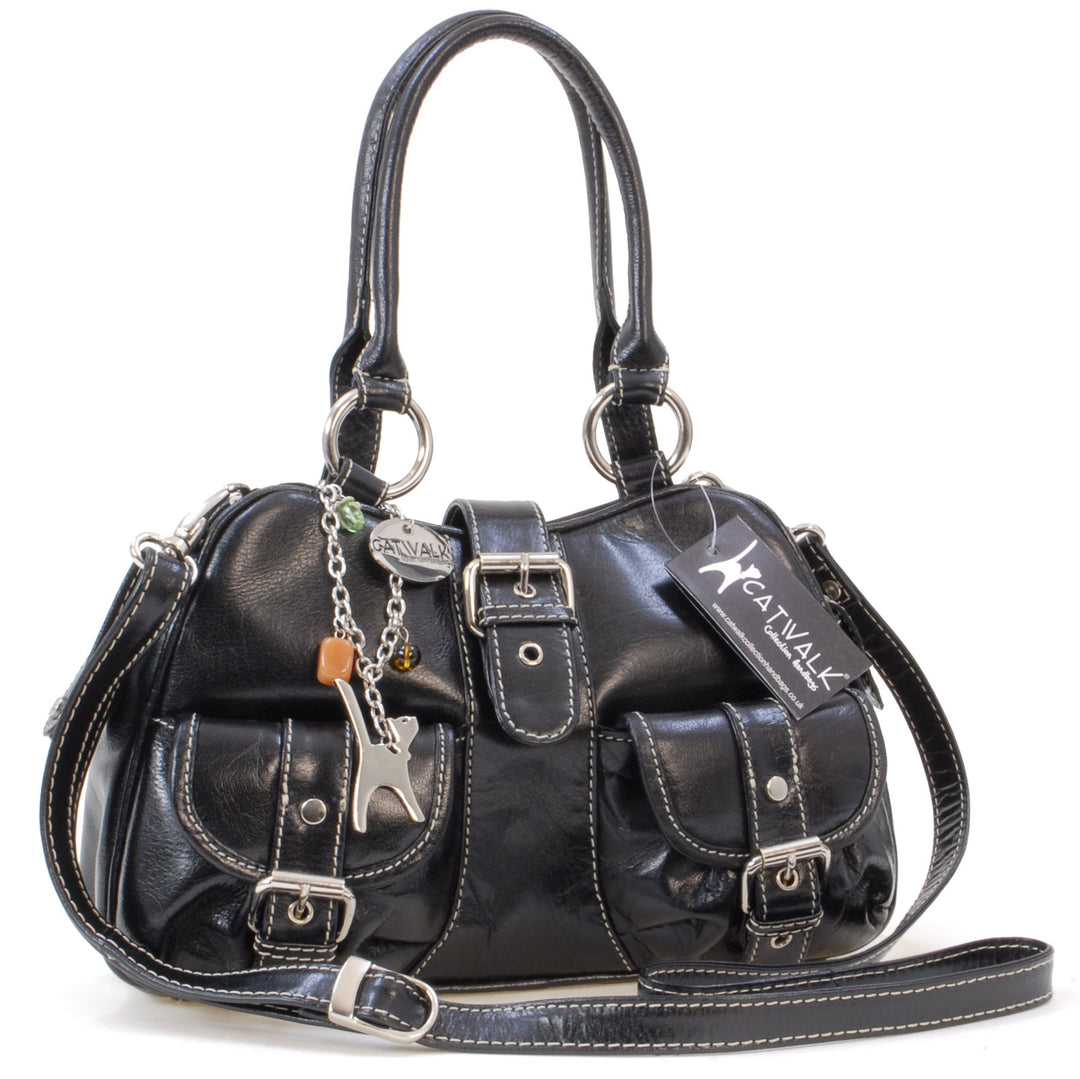 Catwalk Collection Handbags - Damen Leder Henkeltasche - Umhängetasche/Handtasche Mittelgross - Vers