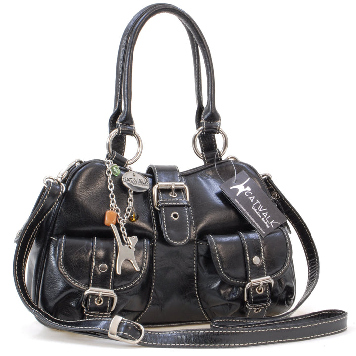 Catwalk Collection Handbags - Damen Leder Henkeltasche - Umhängetasche/Handtasche Mittelgross - Vers