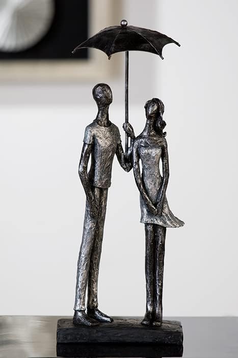 Casablanca - Skulptur Figur Umbrella aus Poly - silberfarben antikfinish mit schwarzer Basis mit Zer