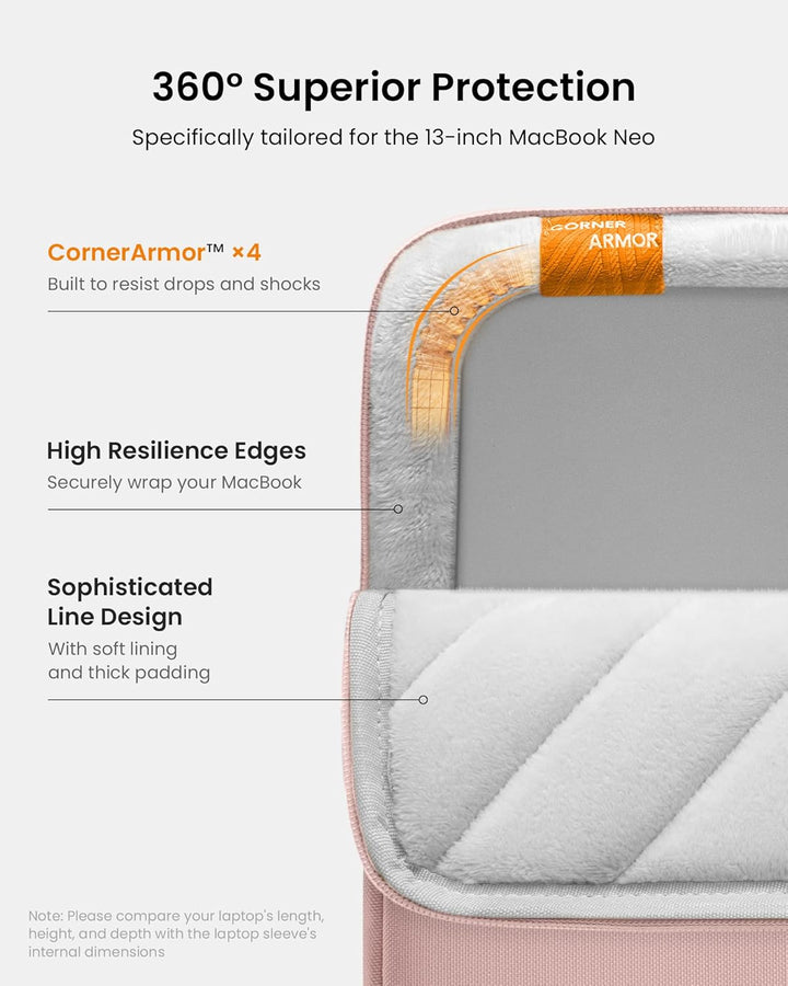tomtoc 360° Tasche Hülle Entwickelt für 13 Zoll MacBook Neo A3404 (2026) mit A18 Pro Chip, Wasserabw