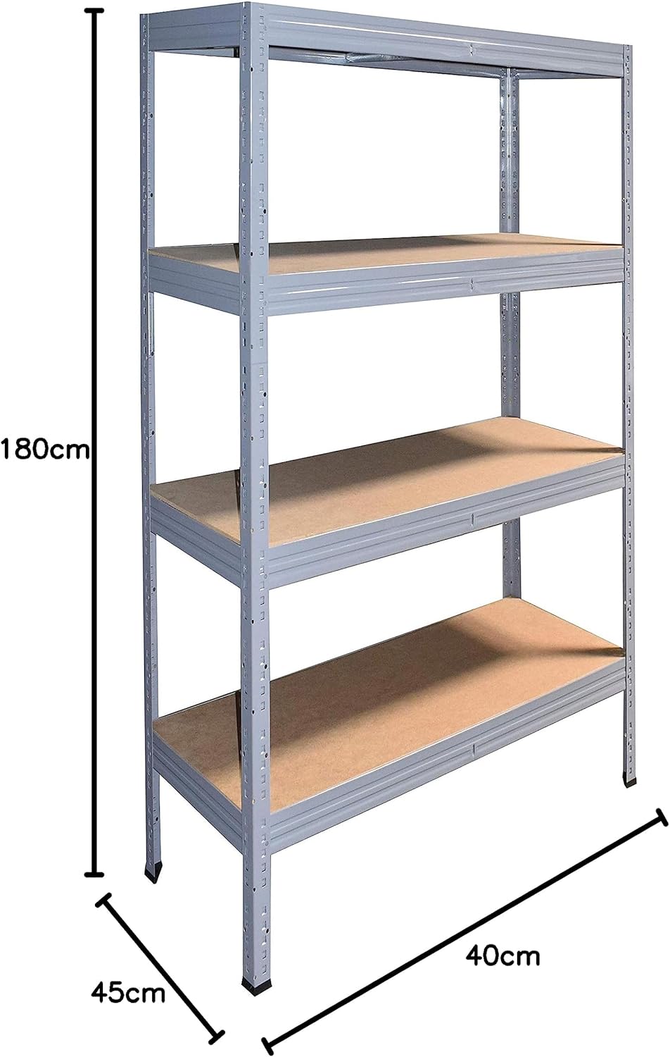 shelfplaza® 180x40x45cm Profi Schwerlastregal grau/Metallregal mit 4 Böden à 200kg Tragkraft/Kellerr