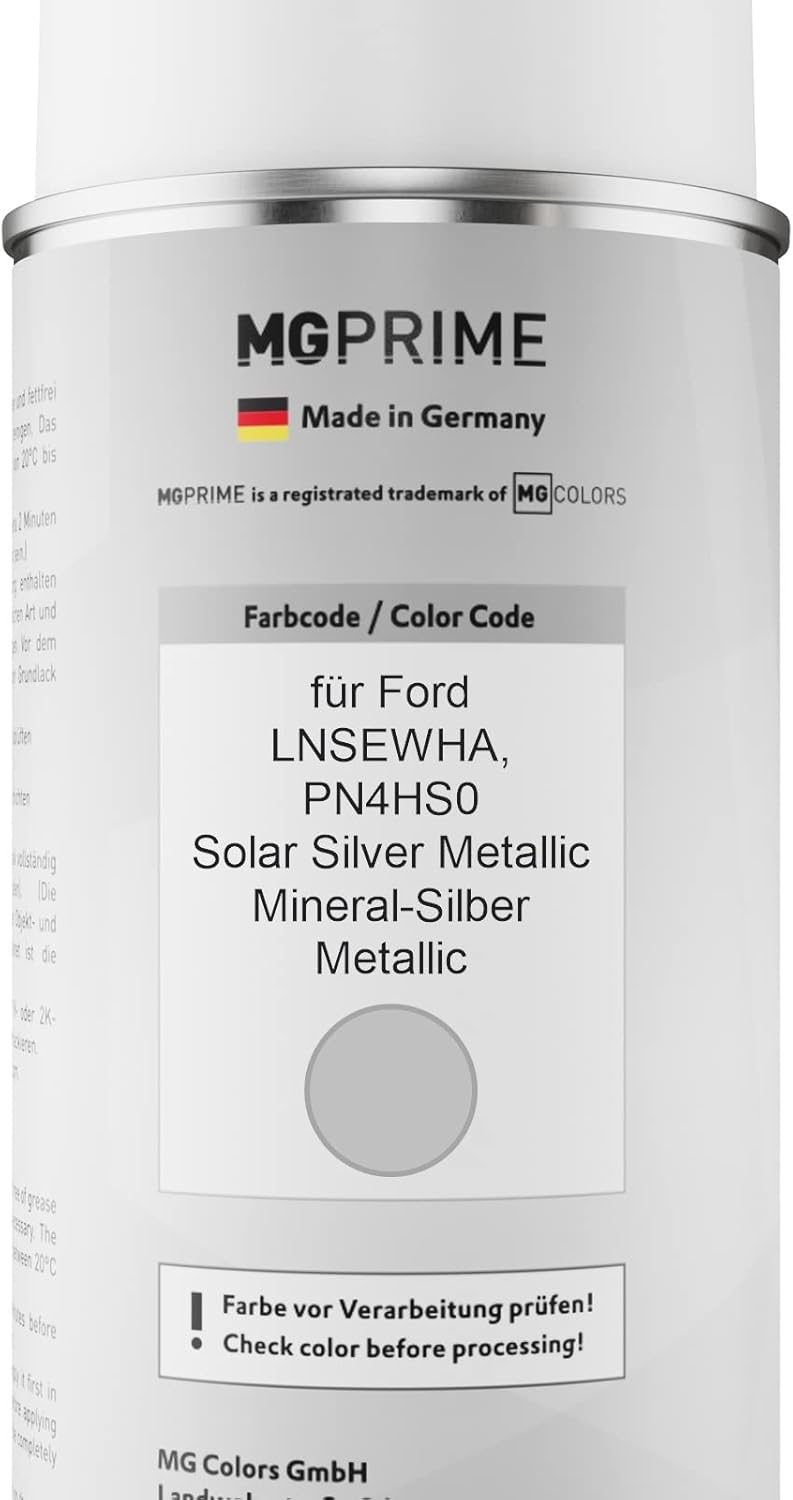 MG PRIME Autolack Sprühdosen Set für Ford LNSEWHA / PN4HS0 Solar Silver Metallic/Mineral-Silber Meta